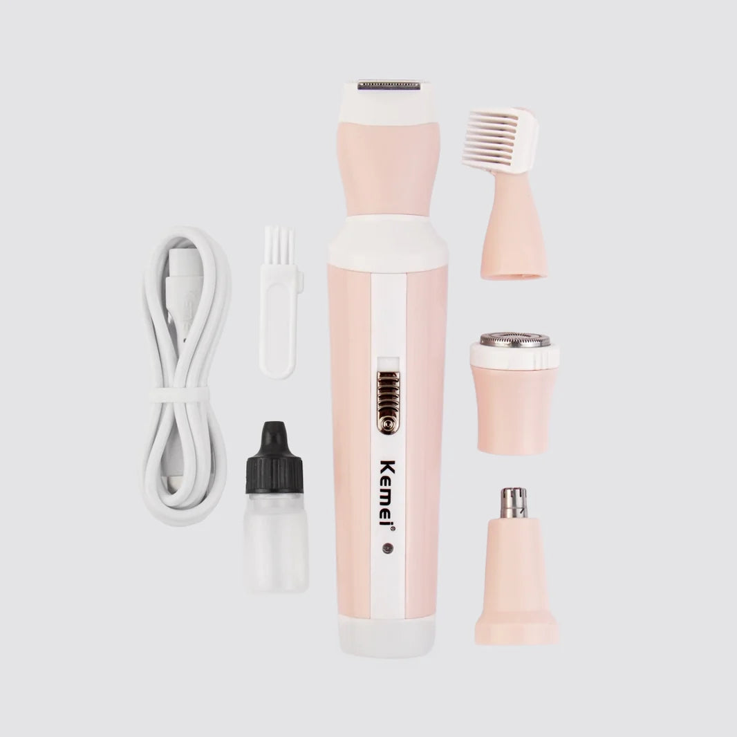 4-in-1 USB Rechargeable Lady Shaver Beauty Kit – Women's Hair Remover & Grooming Trimmer Pakistan