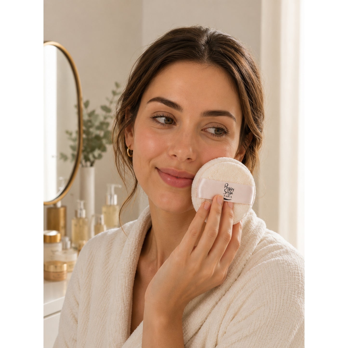 Peggy Sage Reusable Powder Puff – Soft Velour Makeup Puff for Loose & Compact Powder 3 inches