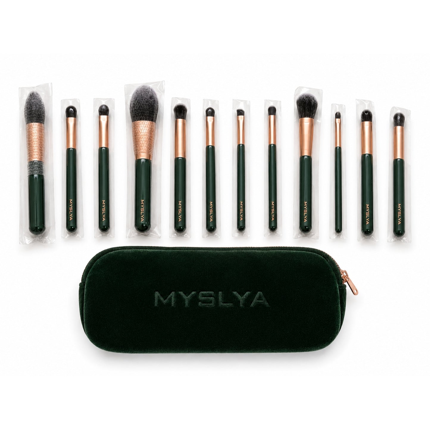 MYSLYA Velvet Luxe 12-Piece Makeup Brush Set with Premium Velvet Pouch | Professional Makeup Brushes Pakistan