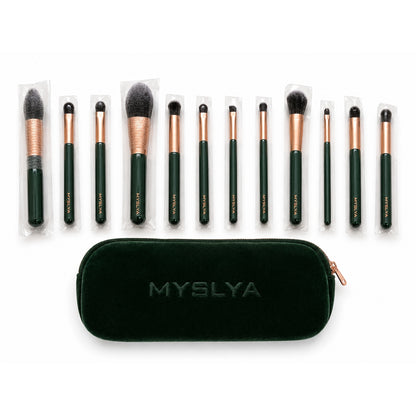 MYSLYA Velvet Luxe 12-Piece Makeup Brush Set with Premium Velvet Pouch | Professional Makeup Brushes Pakistan