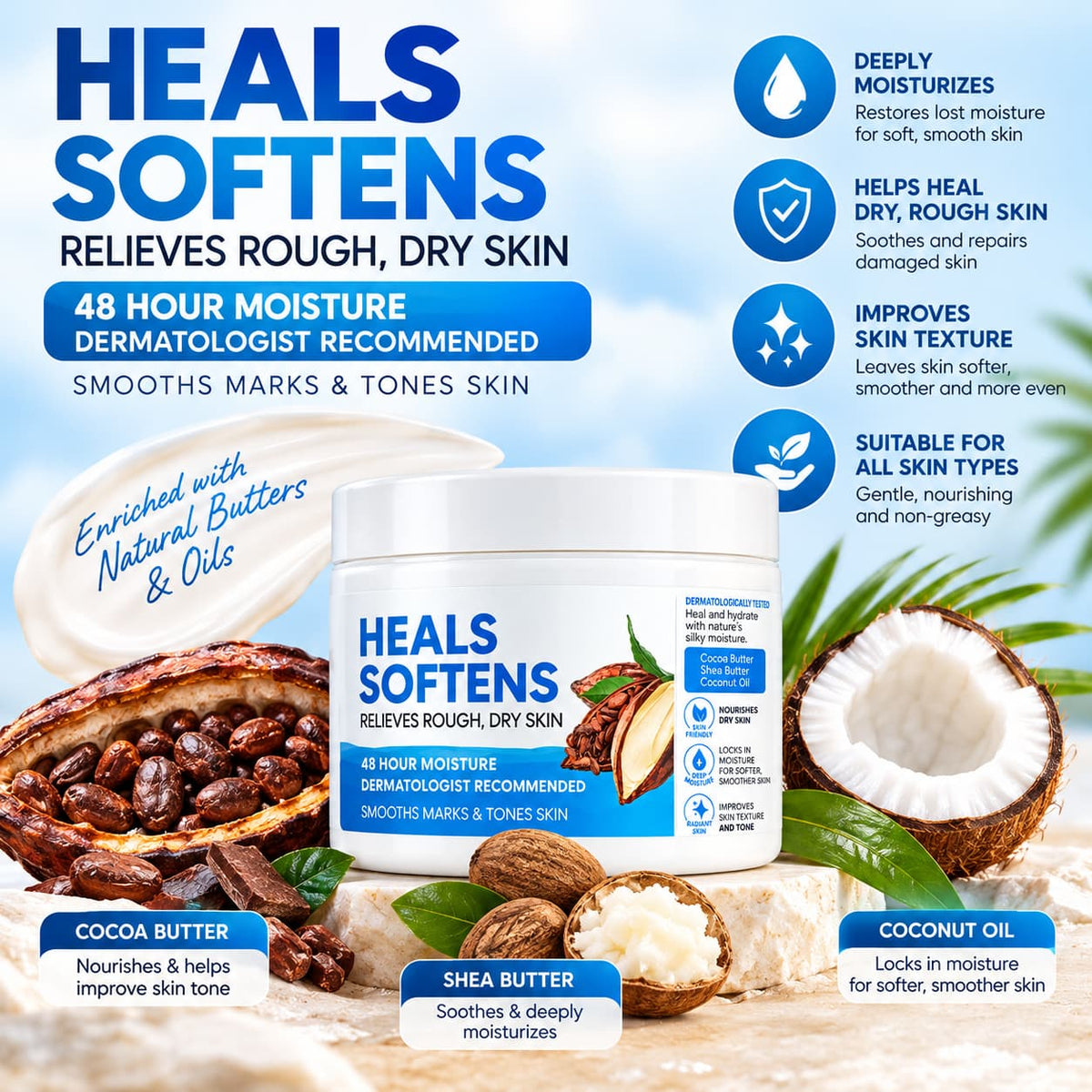Palmer's Cocoa Butter Formula Moisturizing Cream – 48 Hour Moisture for Dry & Rough Skin