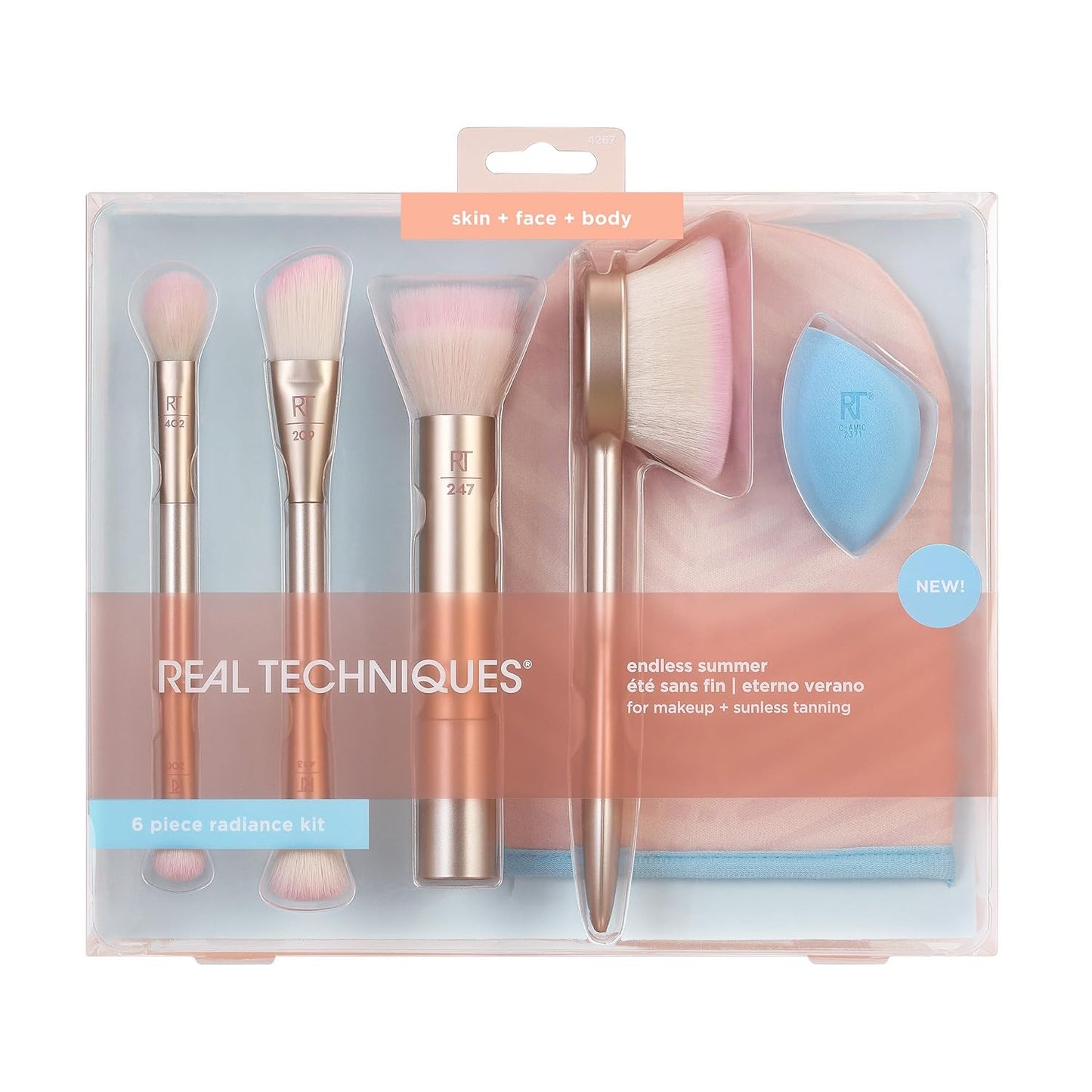 Professional Real Techniques Makeup Brush, Beauty Sponge and Sunless Tanning Kit for a Flawless Glow