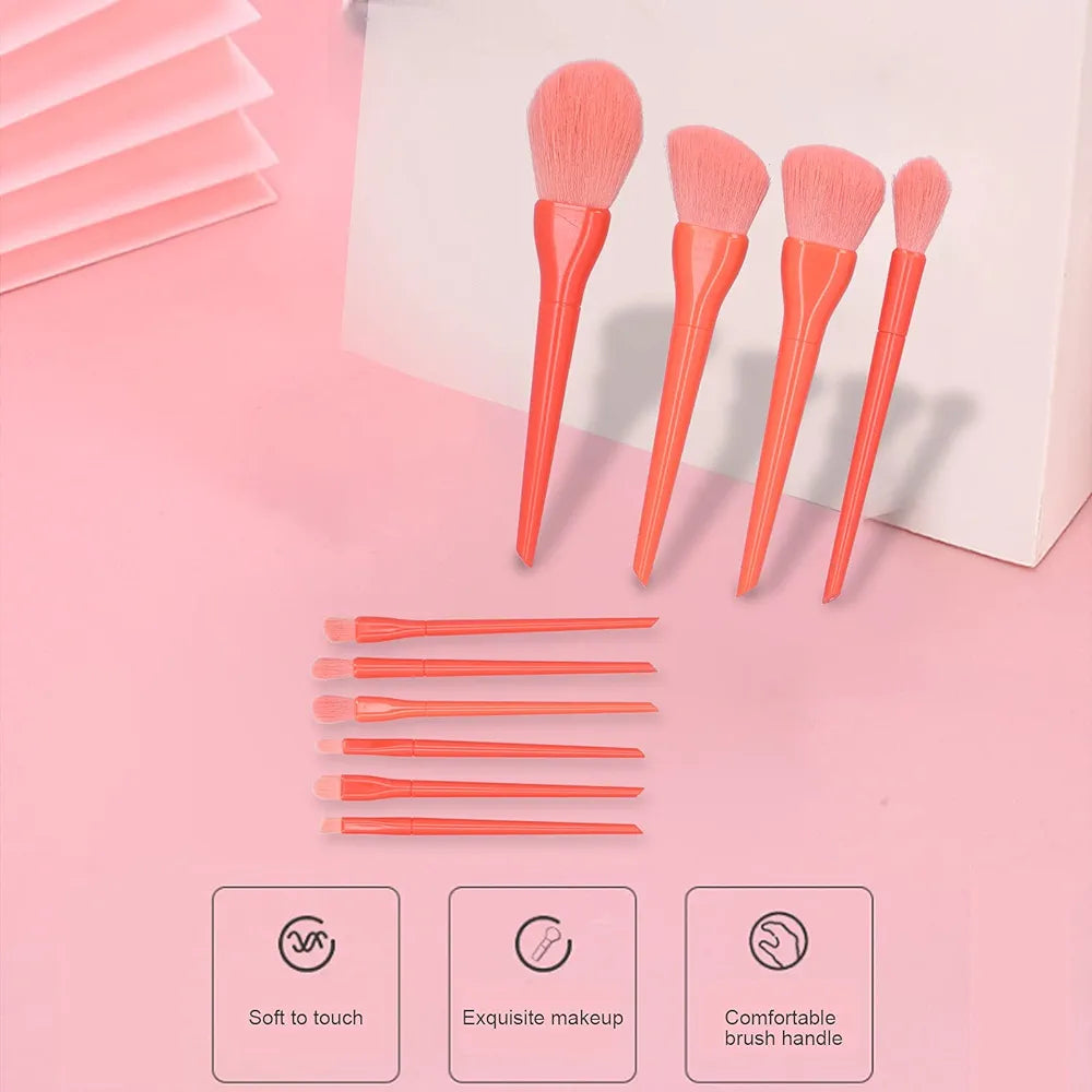 Portable Makeup brushes set 10pcs-Orange