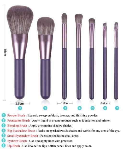 7pcs Portable Makeup brush set - Lotshop.pk