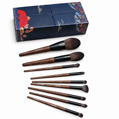 9-Piece Professional Makeup Brush Set with storage box and wooden handles price online in Pakistan