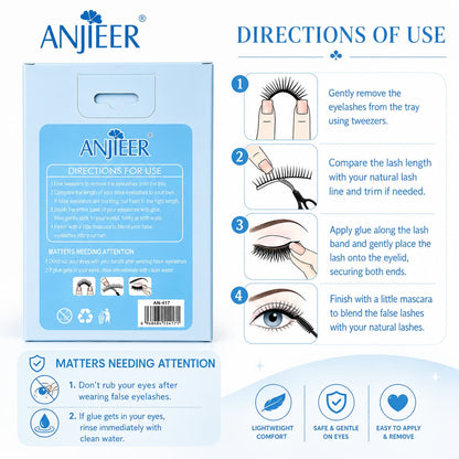 ANJIEER 3D False Eyelashes 7 Pairs – Natural Fluffy Voluminous Reusable Lashes