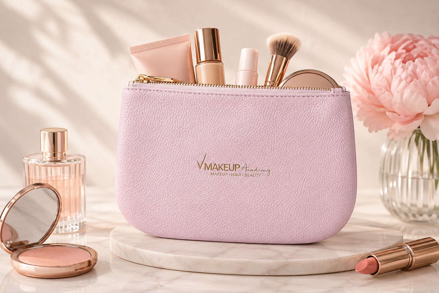 Makeup Academy Cosmetic Pouch – Premium Pink Makeup Bag