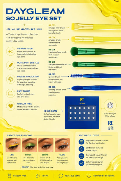 Real Techniques Daygleam So Jelly Eye Set – 7-Piece Eye Makeup Brush Set Pakistan