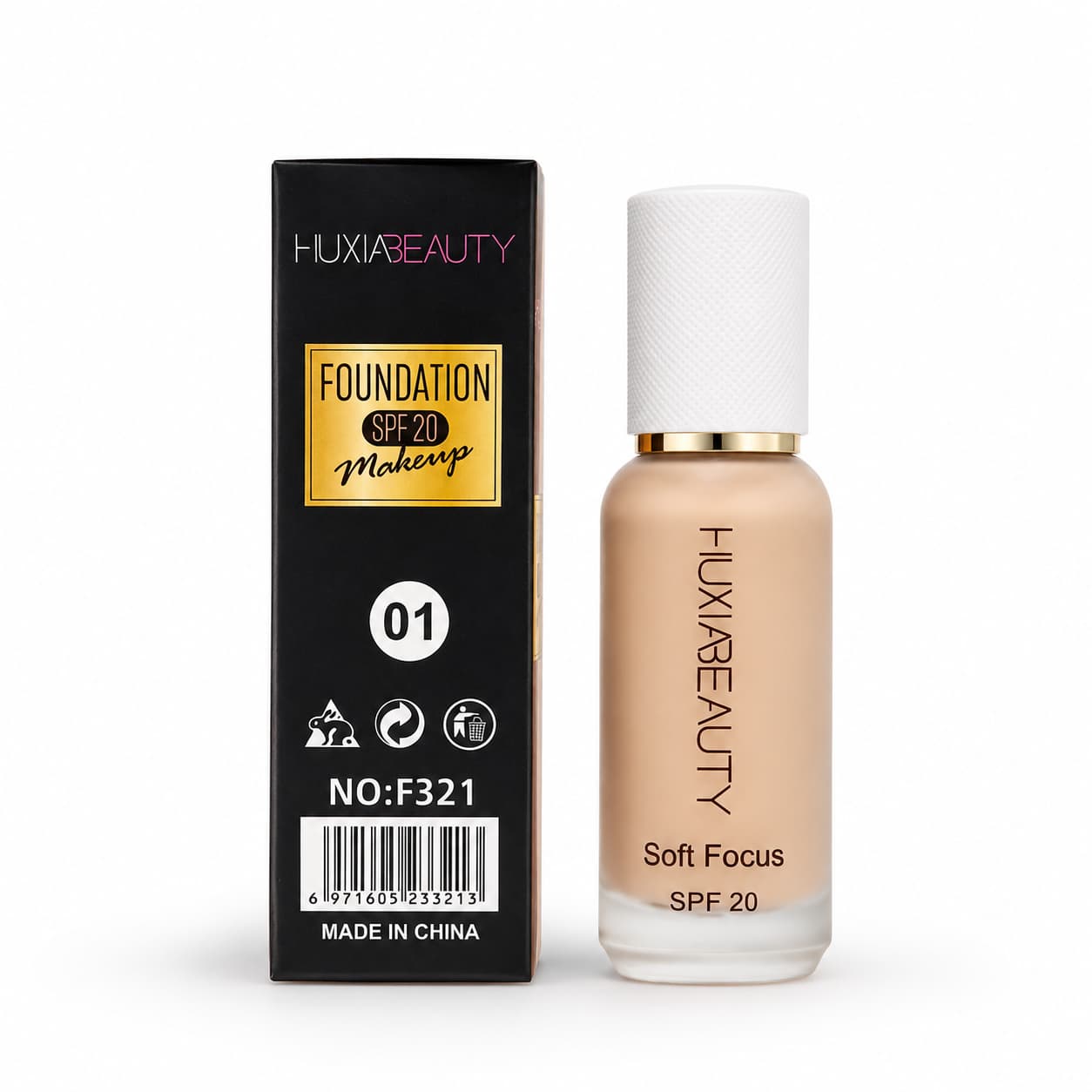 HUXIABEAUTY Soft Focus Liquid Foundation SPF 20 Shade 01 – Smooth Face Makeup Base Pakistan