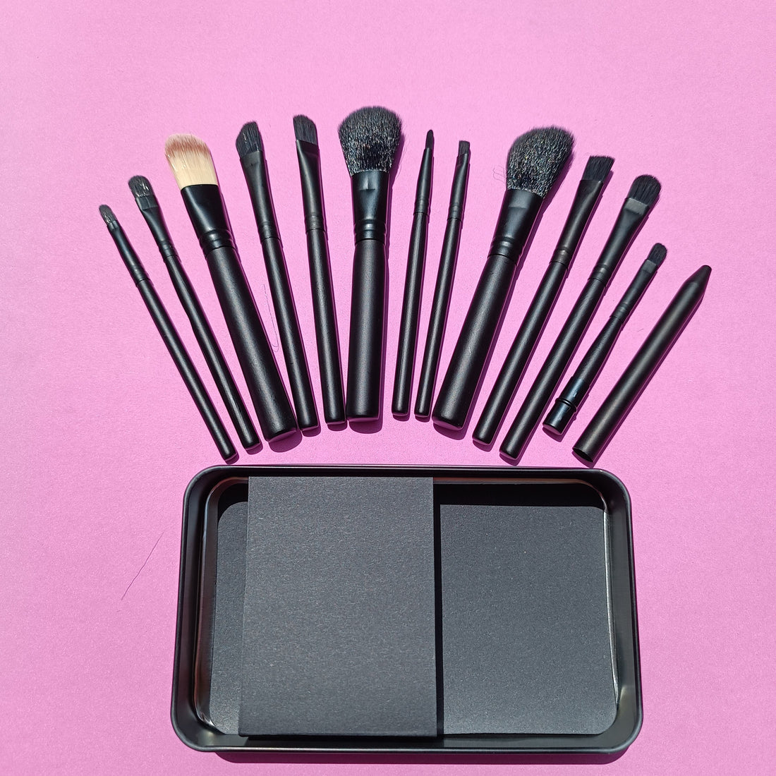 Makeup brushes set 12pcs with box-Black