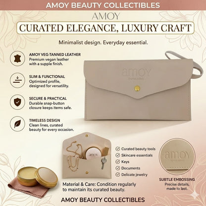 AMOY by Tenelle Veira Luxury Leather Brush Clutch – Premium Cosmetic Pouch