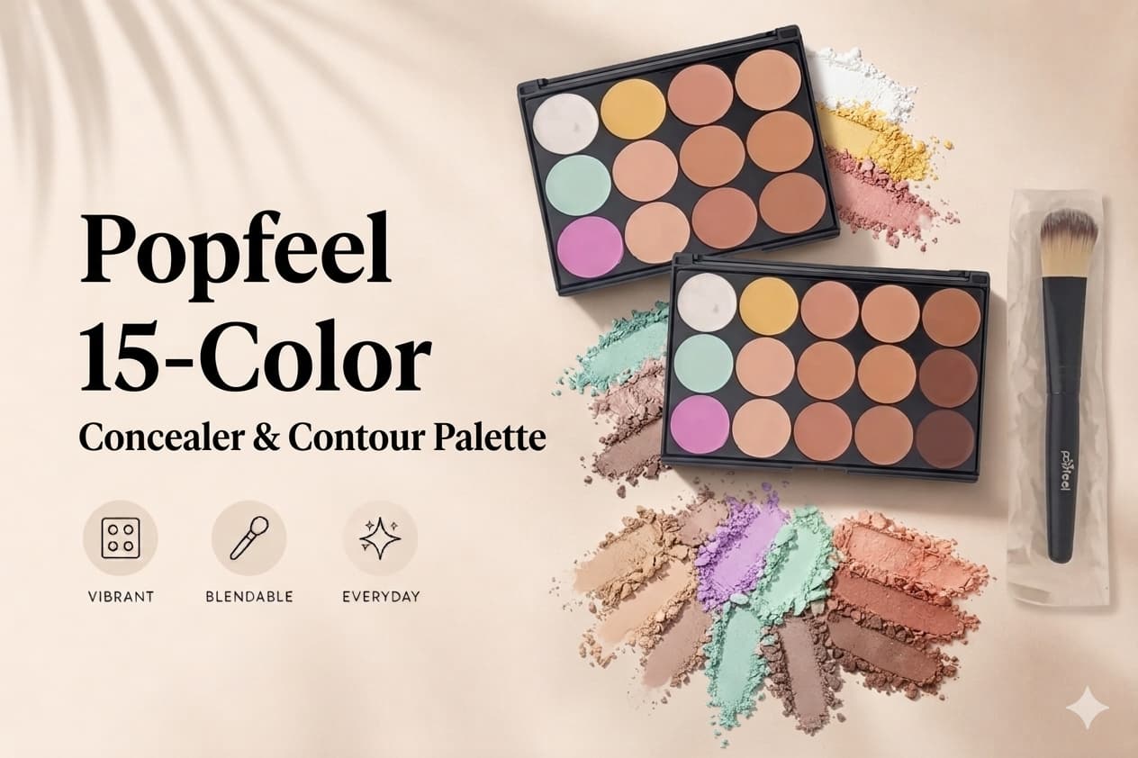 Popfeel 15-Color Concealer & Contour Palette – All-in-One Face Edit Kit | Flawless Base