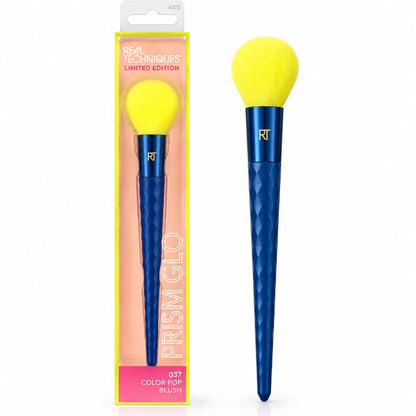 Real Techniques RT 037 Color Pop Blush Brush Limited Edition Prism Glo with Bright Yellow Bristles and Blue Handle – Blush Makeup Brush Pakistan