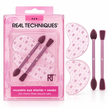 Real Techniques Reusable Eye Shields and Dual-Ended Makeup Swabs Set in Pink Packaging for Eyeshadow Fallout Protection and Eye Makeup Touch-Ups – Makeup Tools Pakistan