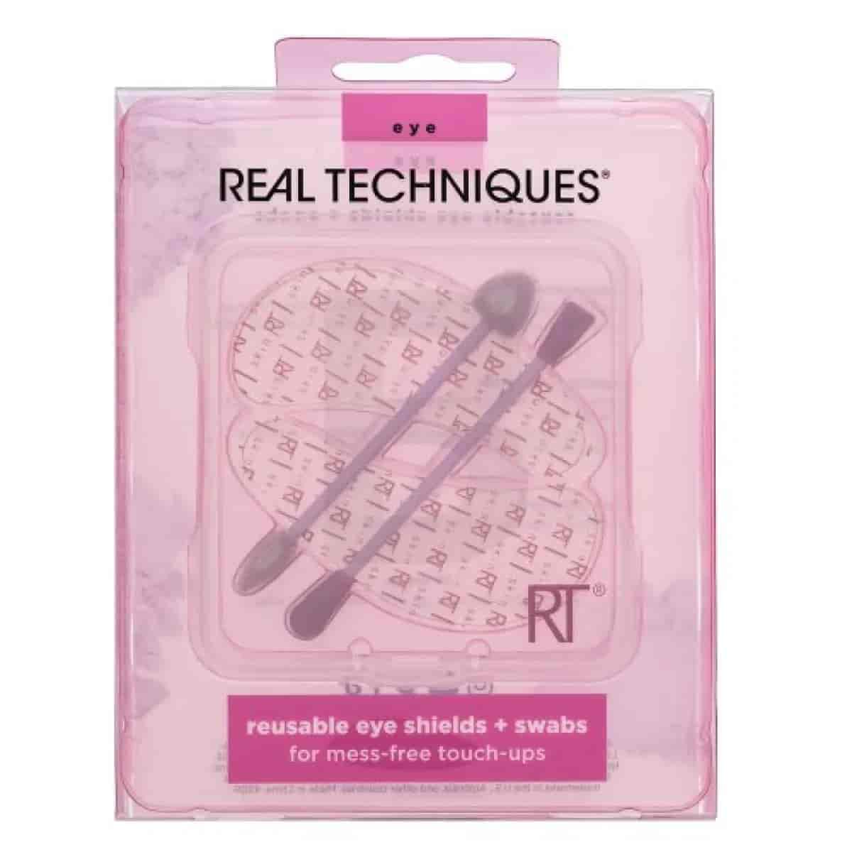 Real Techniques Reusable Eye Shields and Dual-Ended Makeup Swabs Set in Pink Packaging for Eyeshadow Fallout Protection and Eye Makeup Touch-Ups – Makeup Tools Pakistan