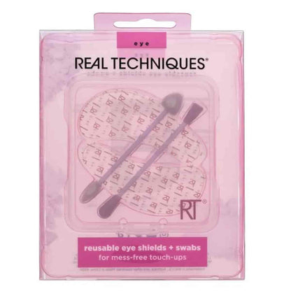 Real Techniques Reusable Eye Shields and Dual-Ended Makeup Swabs Set in Pink Packaging for Eyeshadow Fallout Protection and Eye Makeup Touch-Ups – Makeup Tools Pakistan