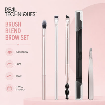 Real Techniques Brush, Blend, Brow Set For Eyeshadow + Liner + Brow