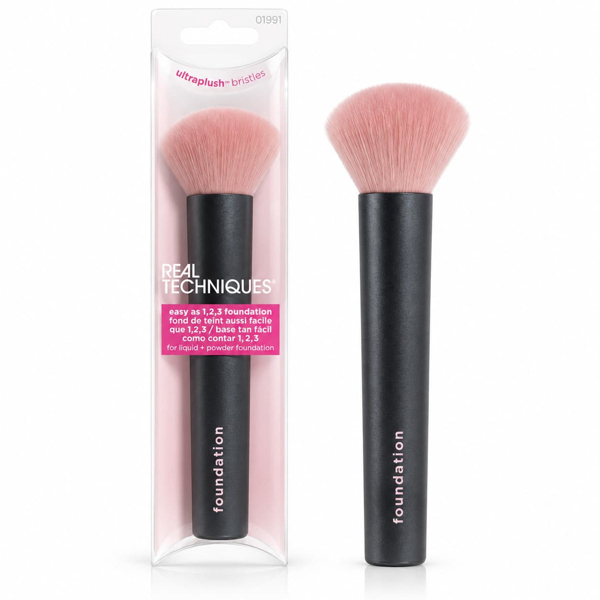Real Techniques Foundation Brush with Soft Pink Bristles and Black Handle for Liquid and Powder Foundation – Makeup Brushes Pakistan