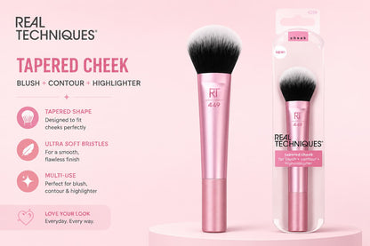Real Techniques RT 449 Tapered Cheek Makeup Brush – Blush, Contour & Highlighter