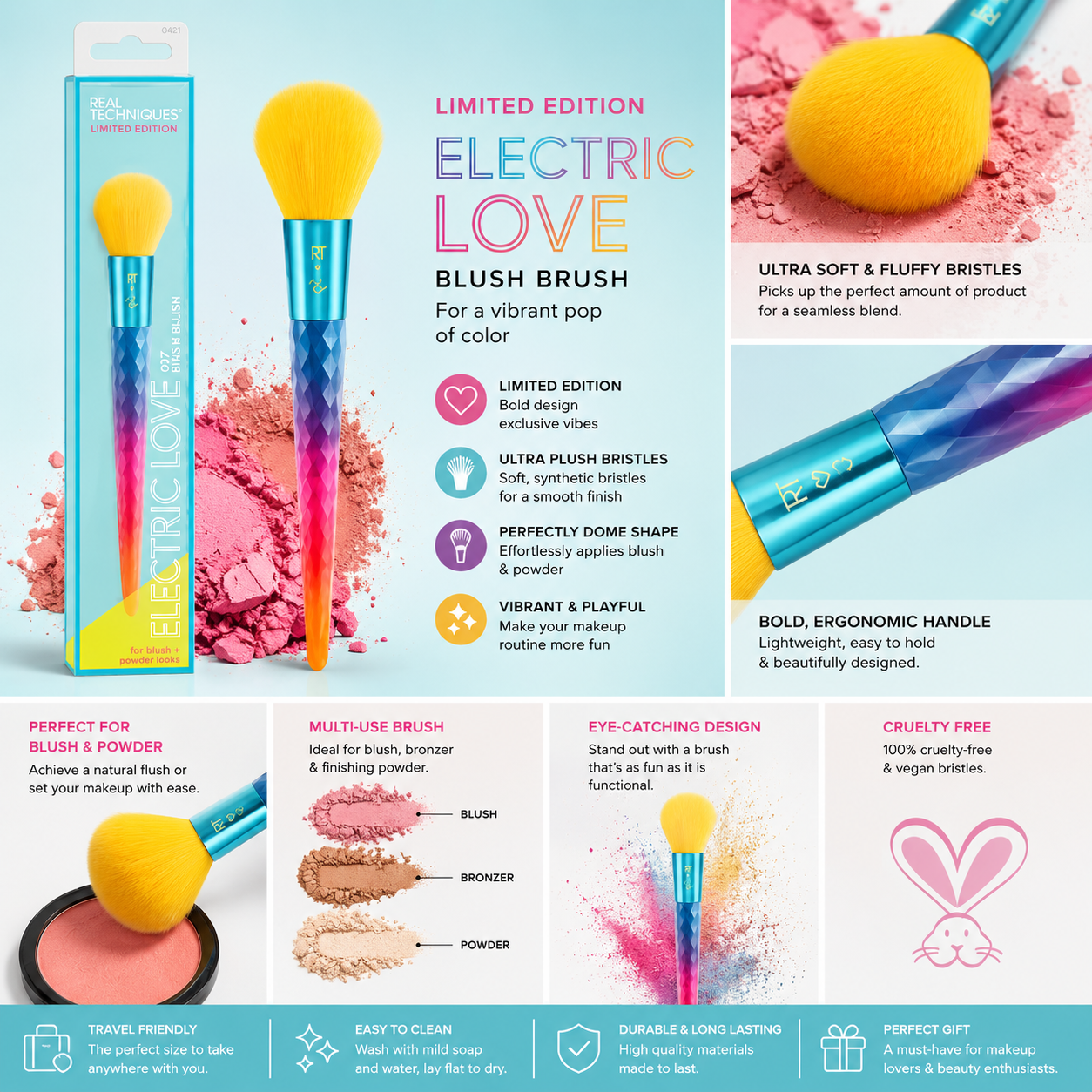 Real Techniques Electric Love Bad B Blush Brush – RT 037 | Limited Edition