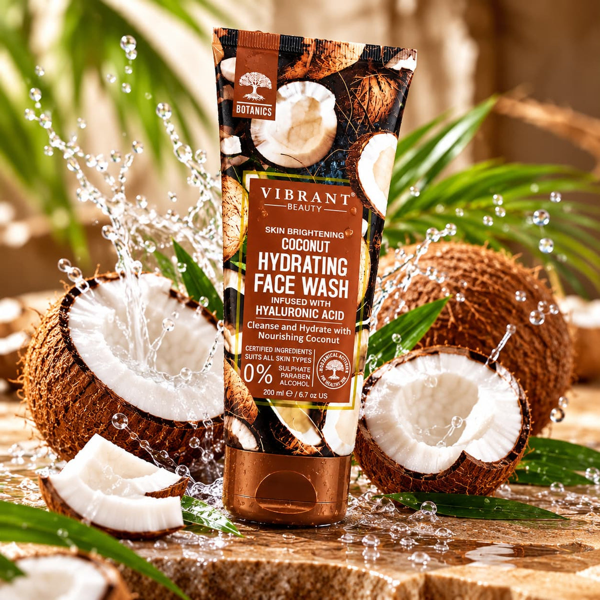 Vibrant Beauty Coconut Hydrating Face Wash 200ml with Hyaluronic Acid – Moisturizing Skin Brightening Facial Cleanser Price in Pakistan | Lotshop.pk