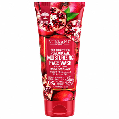 Vibrant Beauty Pomegranate Moisturizing Face Wash 200ml with Hyaluronic Acid – Skin Brightening Facial Cleanser Price in Pakistan | Lotshop.pk