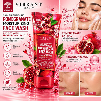 Vibrant Beauty Pomegranate Moisturizing Face Wash 200ml with Hyaluronic Acid – Skin Brightening Facial Cleanser Price in Pakistan | Lotshop.pk