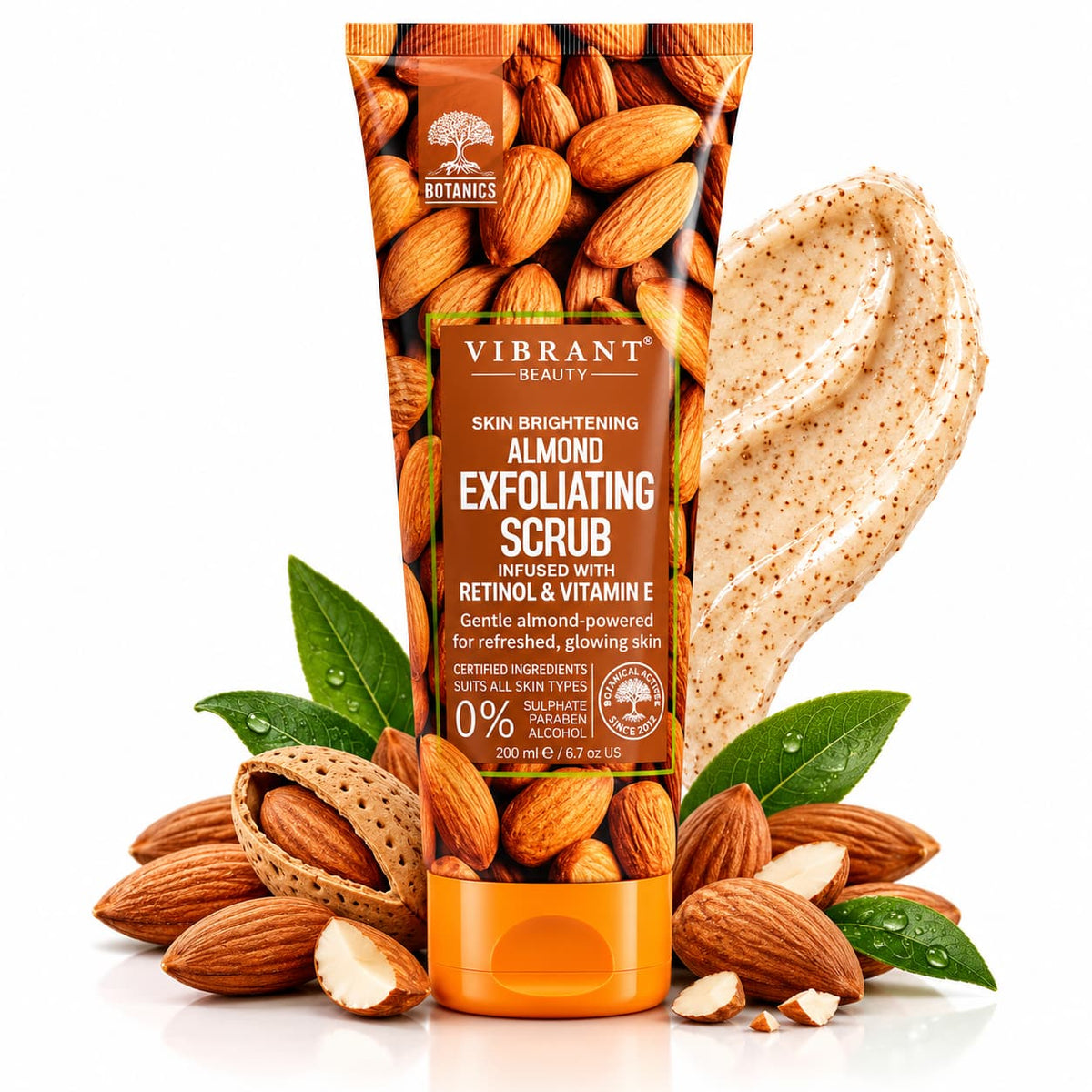 Vibrant Beauty Almond Exfoliating Face Scrub 200ml with Retinol and Vitamin E – Facial Scrub Pakistan