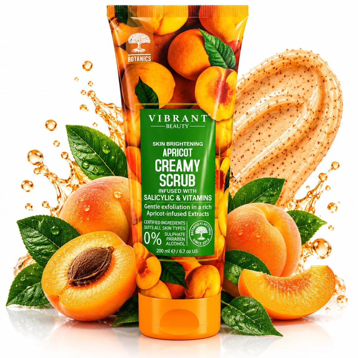 Vibrant Beauty Apricot Creamy Face Scrub 200ml with Salicylic Acid and Vitamins – Exfoliating Scrub Pakistan