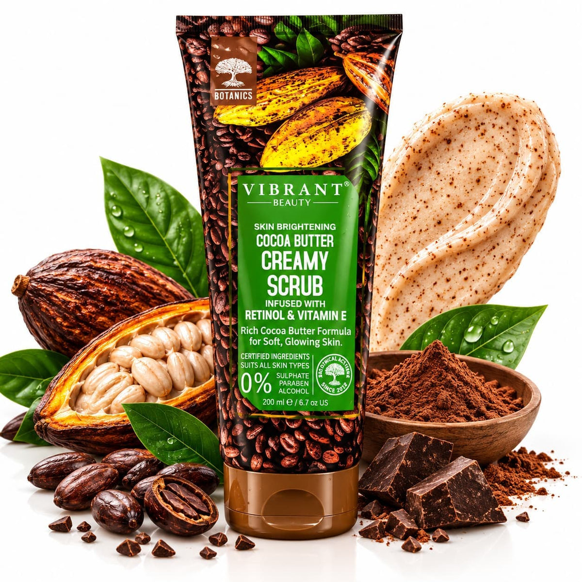 Vibrant Beauty Cocoa Butter Creamy Face Scrub 200ml with Retinol and Vitamin E – Skincare Pakistan