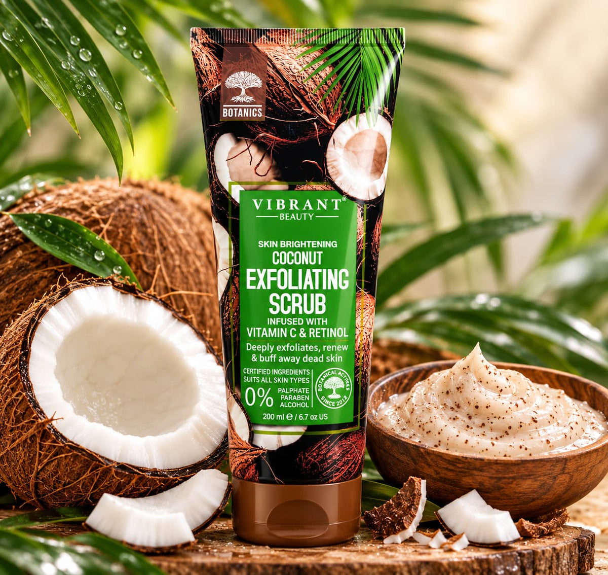 Vibrant Beauty Coconut Exfoliating Face Scrub 200ml with Vitamin C and Retinol – Face Scrub Pakistan
