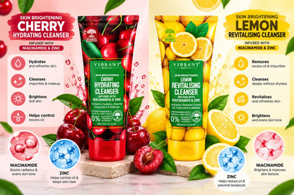 Vibrant Beauty Facial Cleanser 200ml in Pakistan. Cherry Hydrating & Lemon Revitalising with Niacinamide and Zinc at Lotshop.pk.