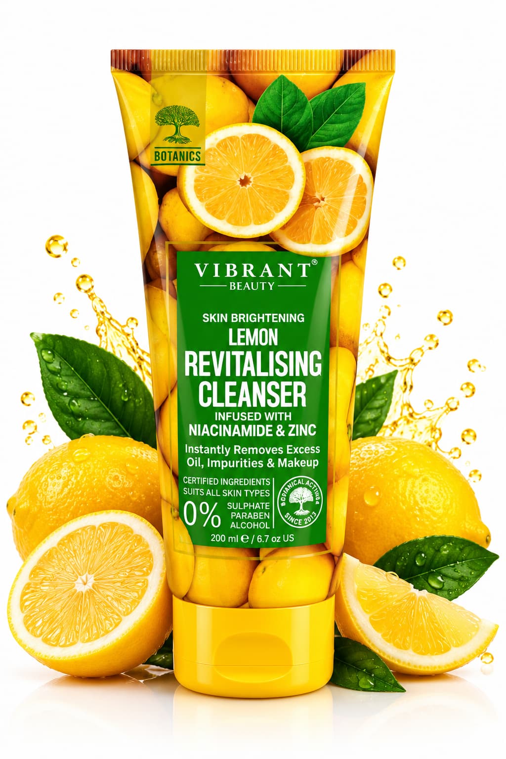 Vibrant Beauty Lemon Revitalising Facial Cleanser 200ml with Niacinamide and Zinc – Face Wash Pakistan