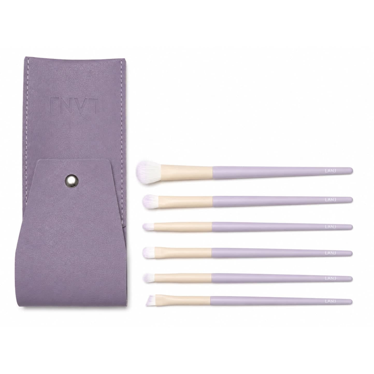 Buy LANJ 6-Piece Mini Travel Makeup Brush Set with Premium PU Leather Pouch online in Pakistan	