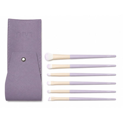 Buy LANJ 6-Piece Mini Travel Makeup Brush Set with Premium PU Leather Pouch online in Pakistan	