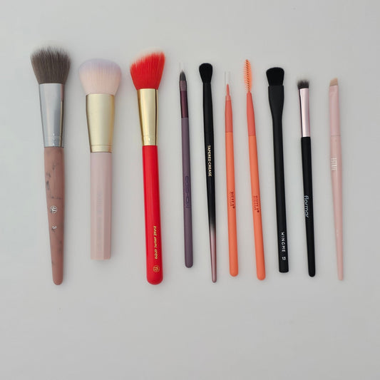 A+ 10Pcs Eyes & Face Makeup Brushes Set - Lotshop.pk