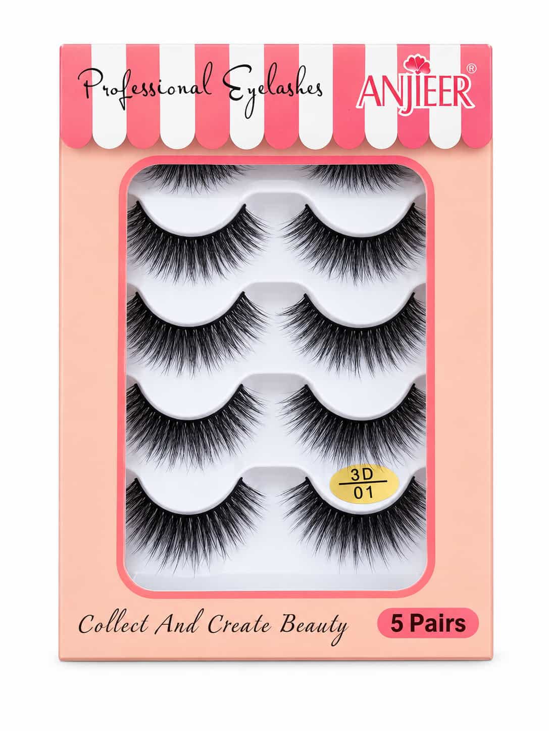 ANJIEER Professional 3D False Eyelashes 5 pairs soft natural voluminous strip lashes price online in Pakistan