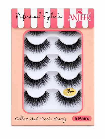 ANJIEER Professional 3D False Eyelashes 5 pairs soft natural voluminous strip lashes price online in Pakistan