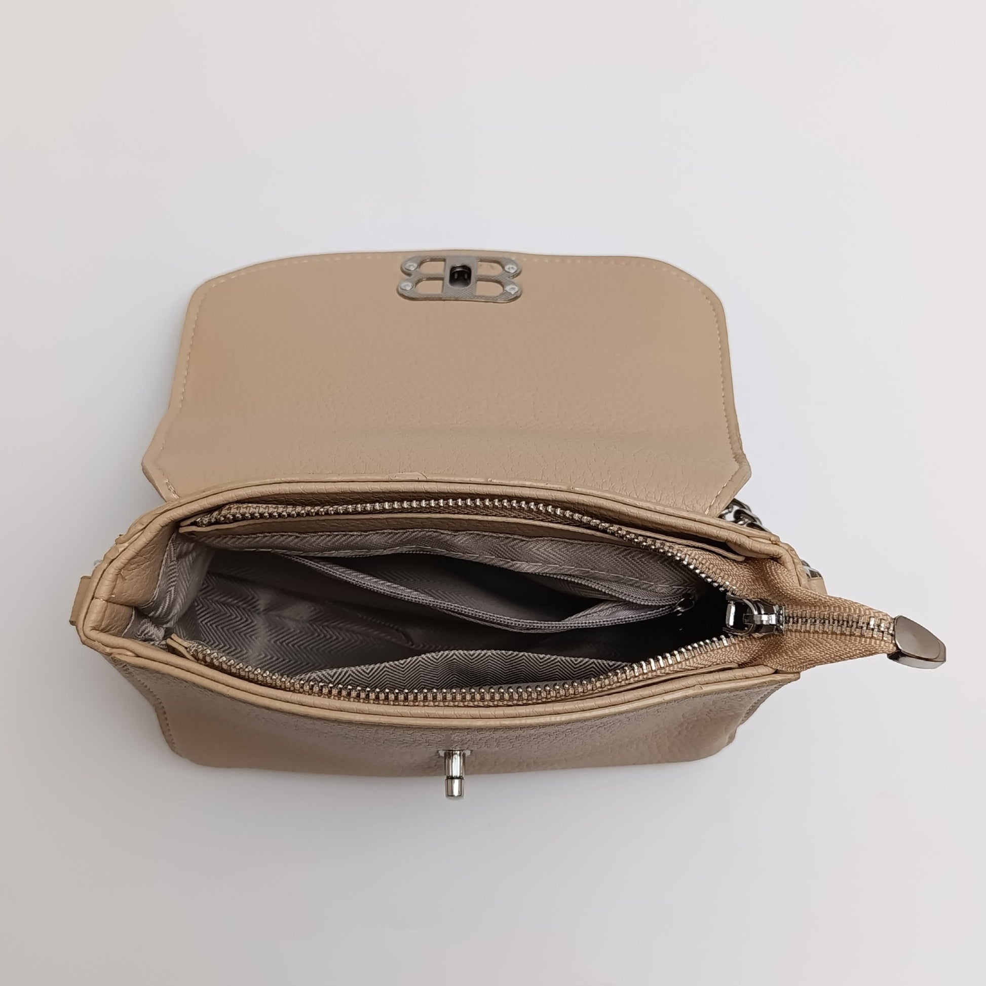 BB Logo Chain Crossbody Bag – Premium Faux Leather, Multiple Colors - 0128 - Lotshop.pk