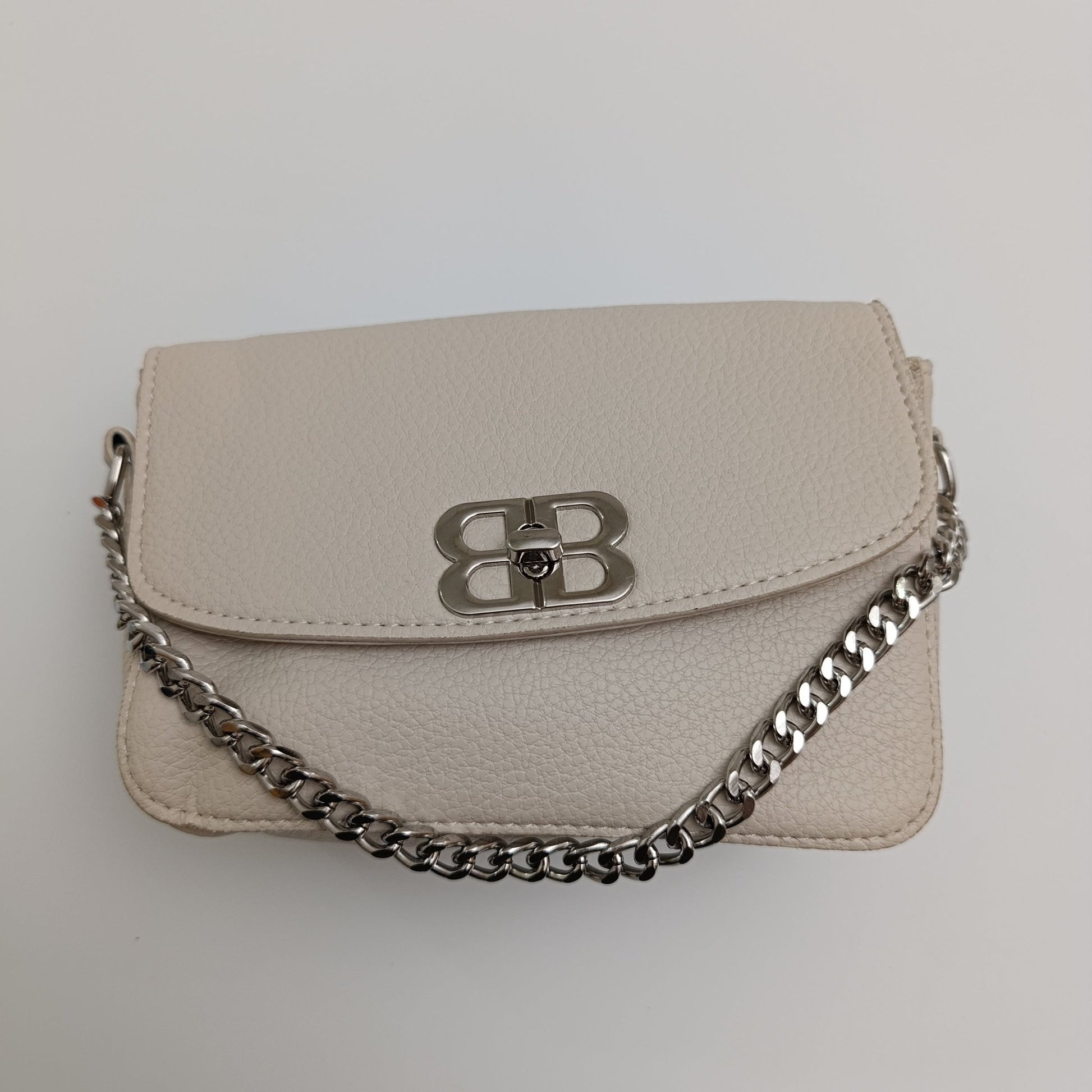 BB Logo Chain Crossbody Bag – Premium Faux Leather, Multiple Colors - 0128 - Lotshop.pk