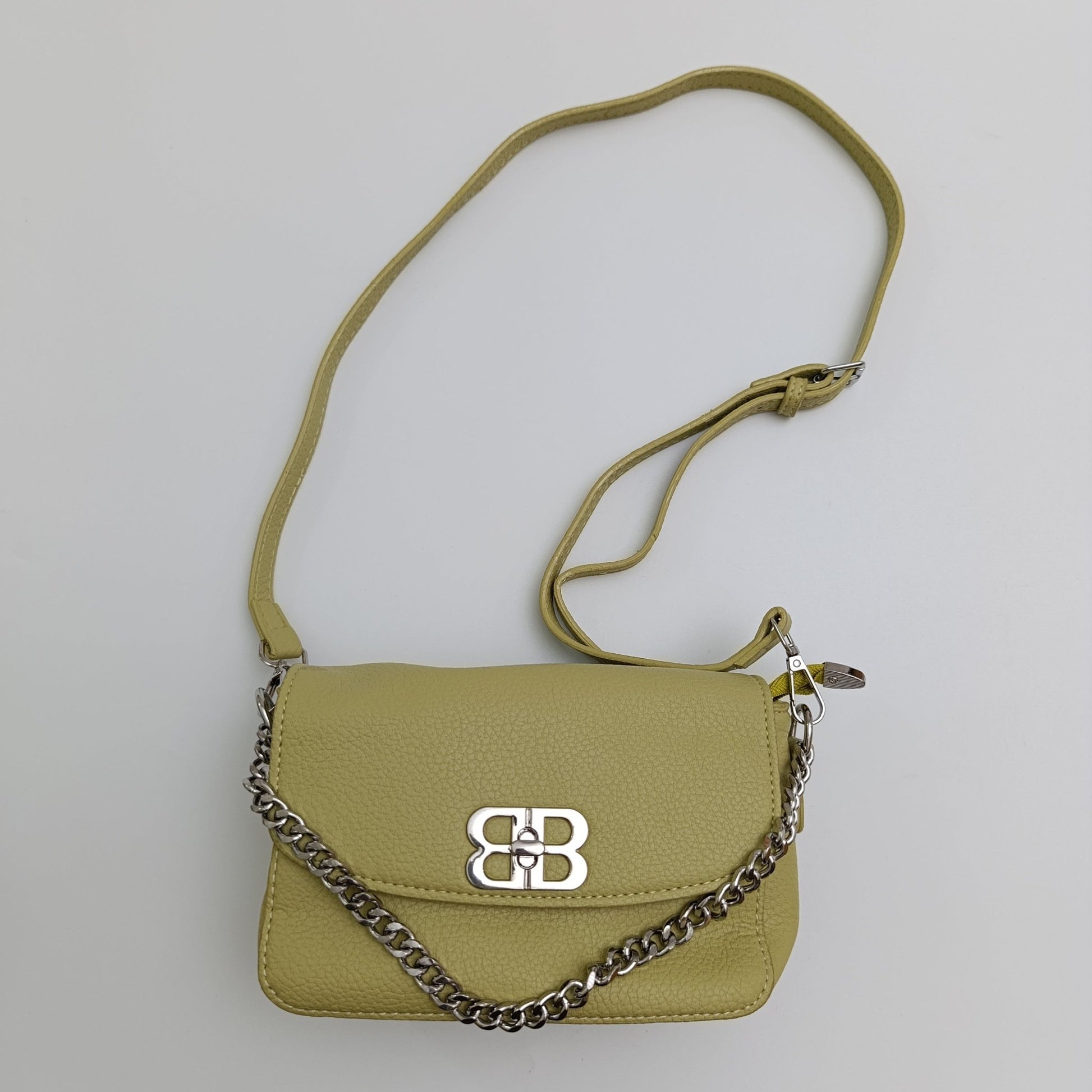 BB Logo Chain Crossbody Bag – Premium Faux Leather, Multiple Colors - 0128 - Lotshop.pk
