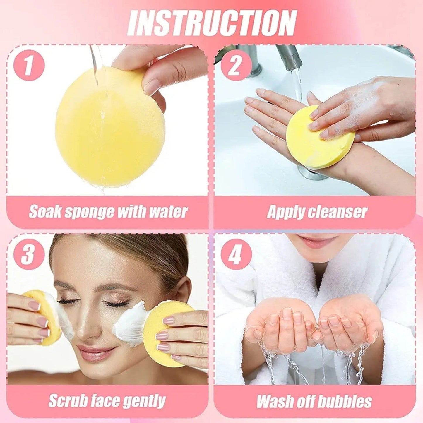 Beauty Tools Natural Cellulose Facial Sponge – Deep Cleansing & Gentle Exfoliation - Lotshop.pk