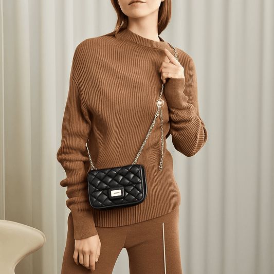 Black Quilted Heart Chain mini Shoulder Bag – Elegant Faux Leather Crossbody for Everyday Chic - Y - 140 - Lotshop.pk