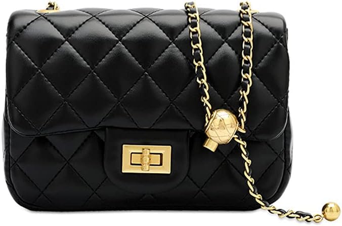 Black Quilted Heart Chain mini Shoulder Bag – Elegant Faux Leather Crossbody for Everyday Chic - Y - 140 - Lotshop.pk