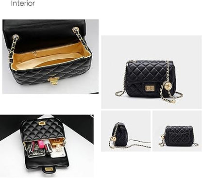 Black Quilted Heart Chain mini Shoulder Bag – Elegant Faux Leather Crossbody for Everyday Chic - Y - 140 - Lotshop.pk