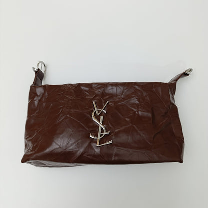 Brown Luxe Crinkle Faux Leather Shoulder Bag – Trendy YSL - Inspired Chain Strap Handbag 💼 - 5645 - Lotshop.pk