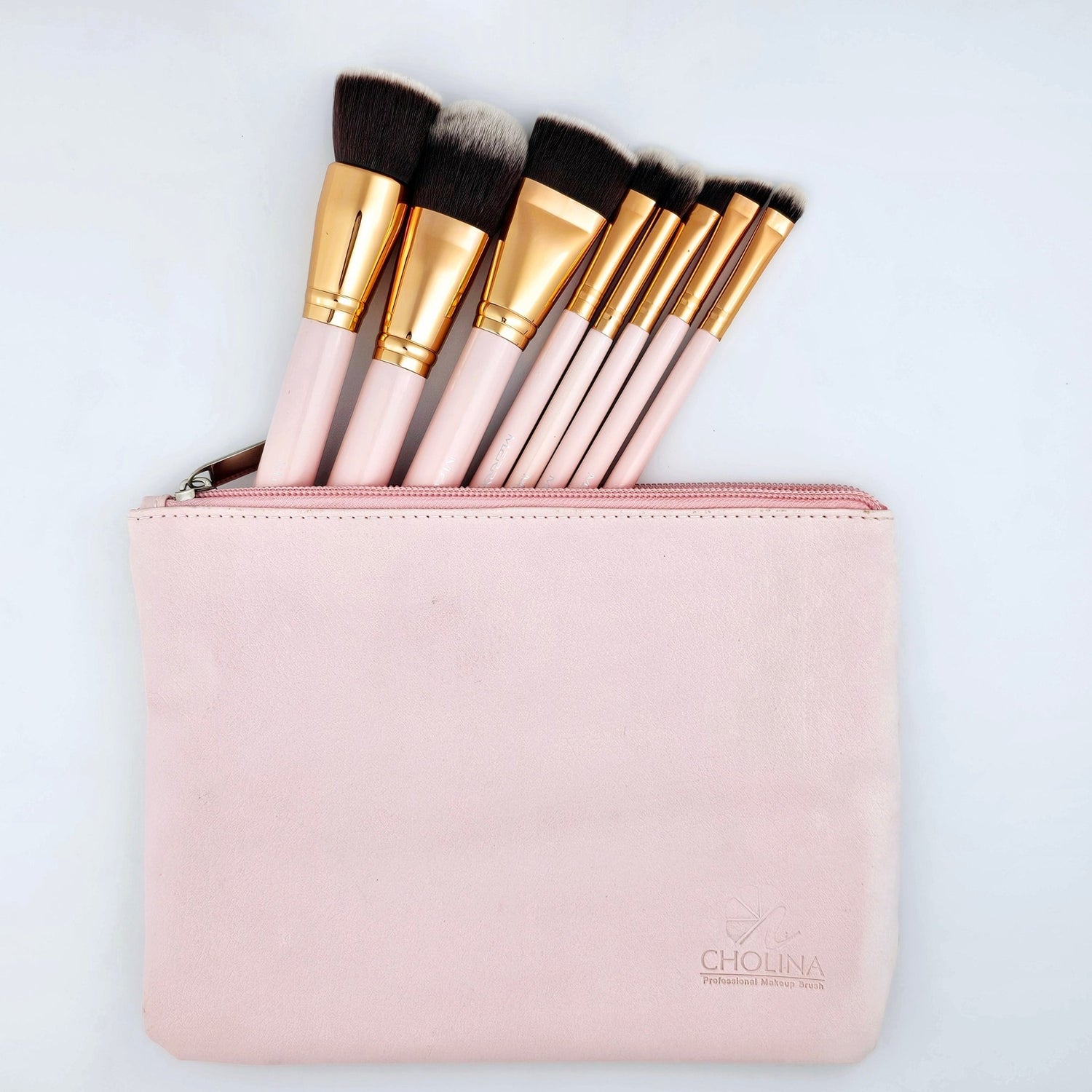 CHOLINA 8 - Piece Professional Makeup Brush Set with Pouch – Complete Beauty Kit - Lotshop.pk