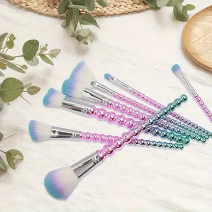 Colorful Beaded Handle Makeup Brush Set (7 Pcs) - Lotshop.pk