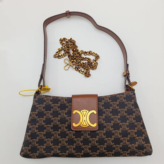 Crescent Emblem Shoulder Black & Brown Bag – Dual Strap Design - Lotshop.pk