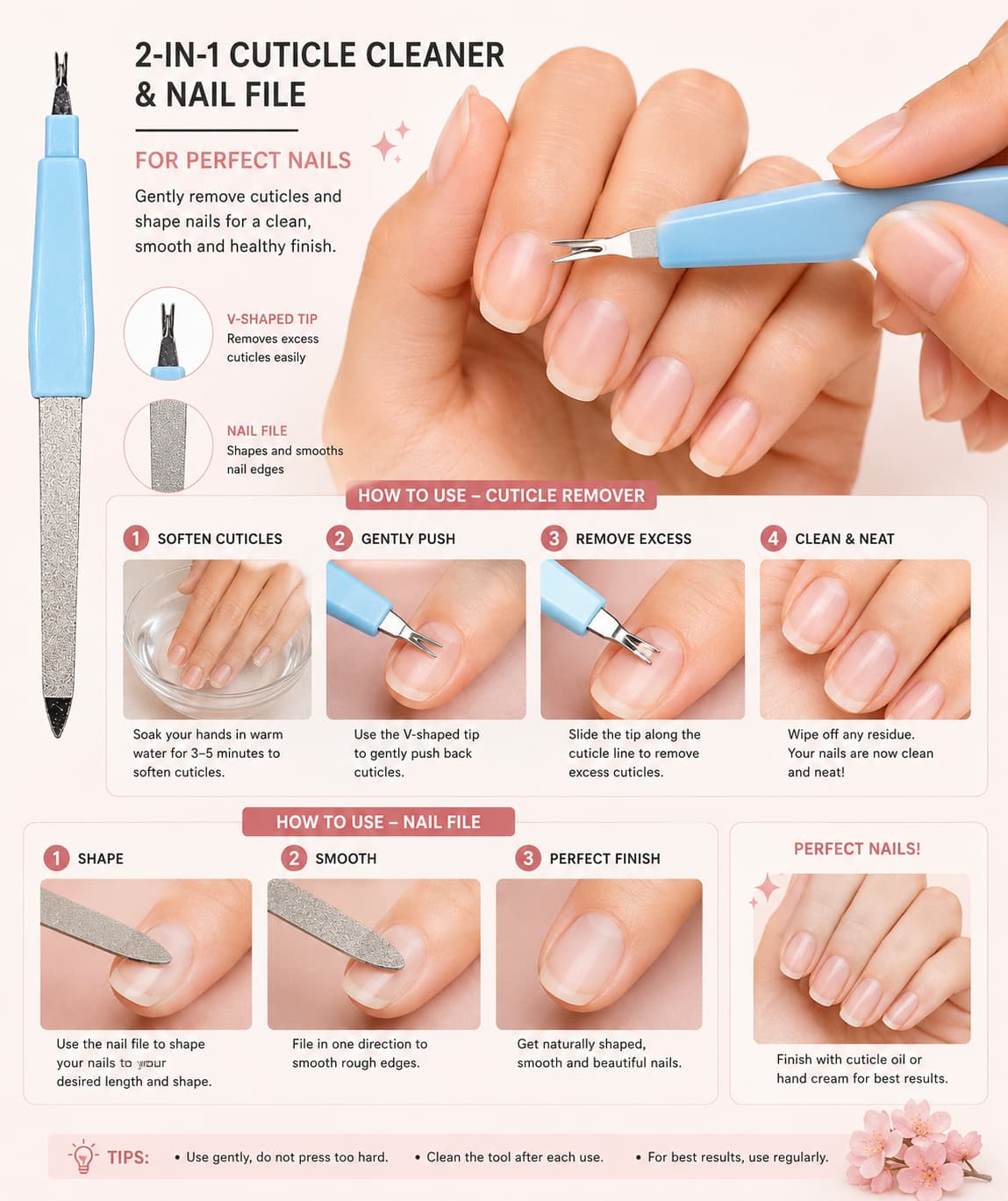 2-in-1 Cuticle Cleaner and Nail File Buy Online Pakistan